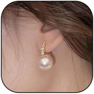 🆕 Women Gold Pearl Drop Earrings Dainty Wedding Diamond Fashion Jewelry Gift